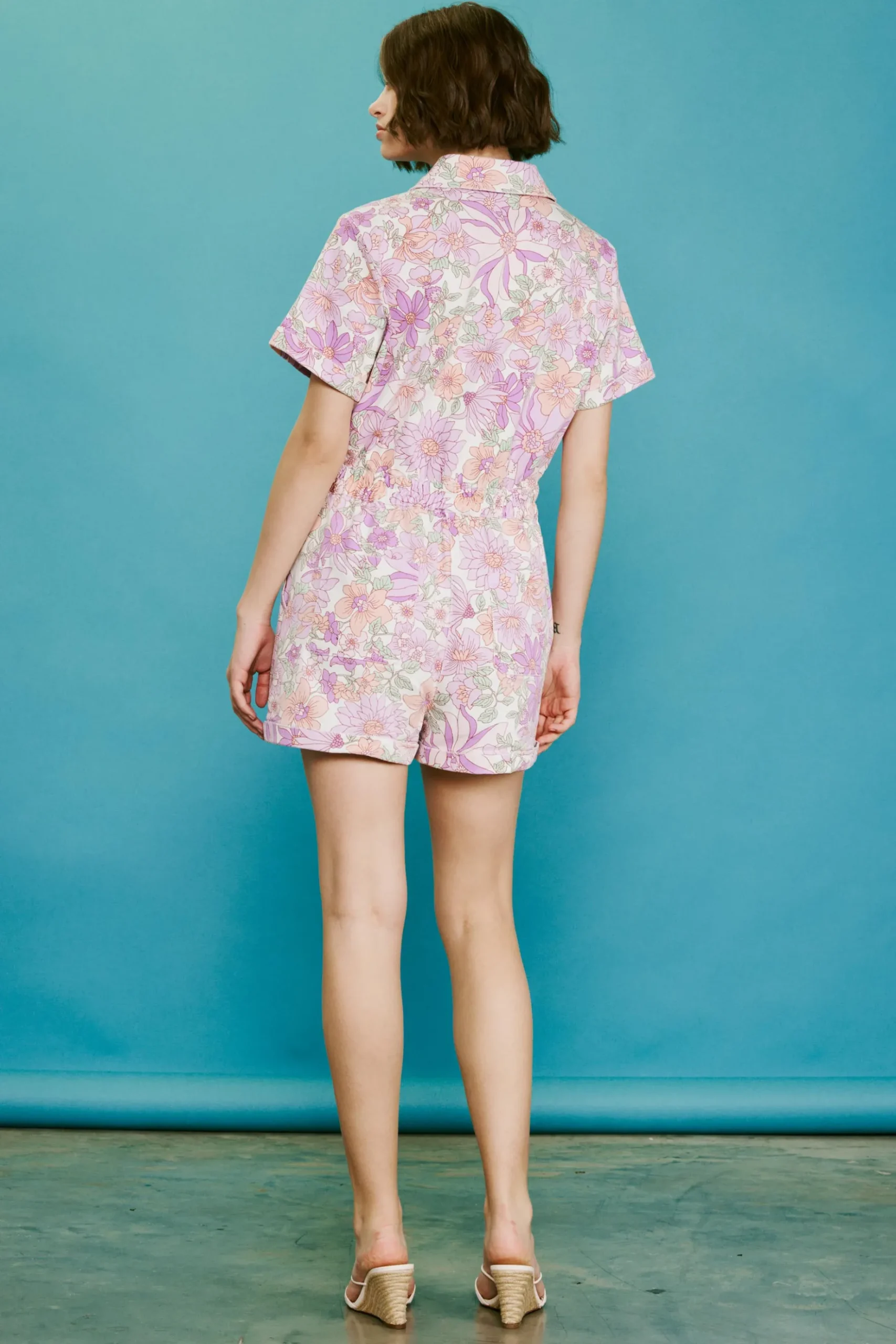 Retro Floral Collared Romper*SKIES ARE BLUE New
