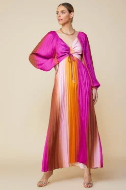Retro Gradation Pleated Maxi Dress*SKIES ARE BLUE