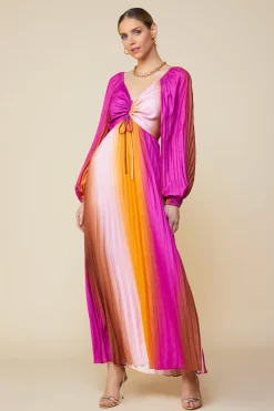 Retro Gradation Pleated Maxi Dress*SKIES ARE BLUE