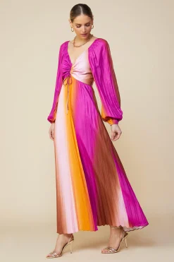 Retro Gradation Pleated Maxi Dress*SKIES ARE BLUE