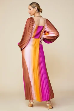 Retro Gradation Pleated Maxi Dress*SKIES ARE BLUE