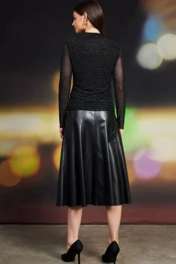 Rhinestone Mesh Mock Neck Top*SKIES ARE BLUE Hot