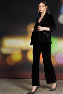 Rhinestone Ruched Velvet Blazer*SKIES ARE BLUE