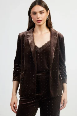 Rhinestone Ruched Velvet Blazer*SKIES ARE BLUE New