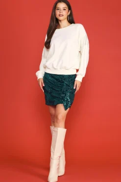 Rhinestone Sleeve Trim Sweatshirt*SKIES ARE BLUE Hot