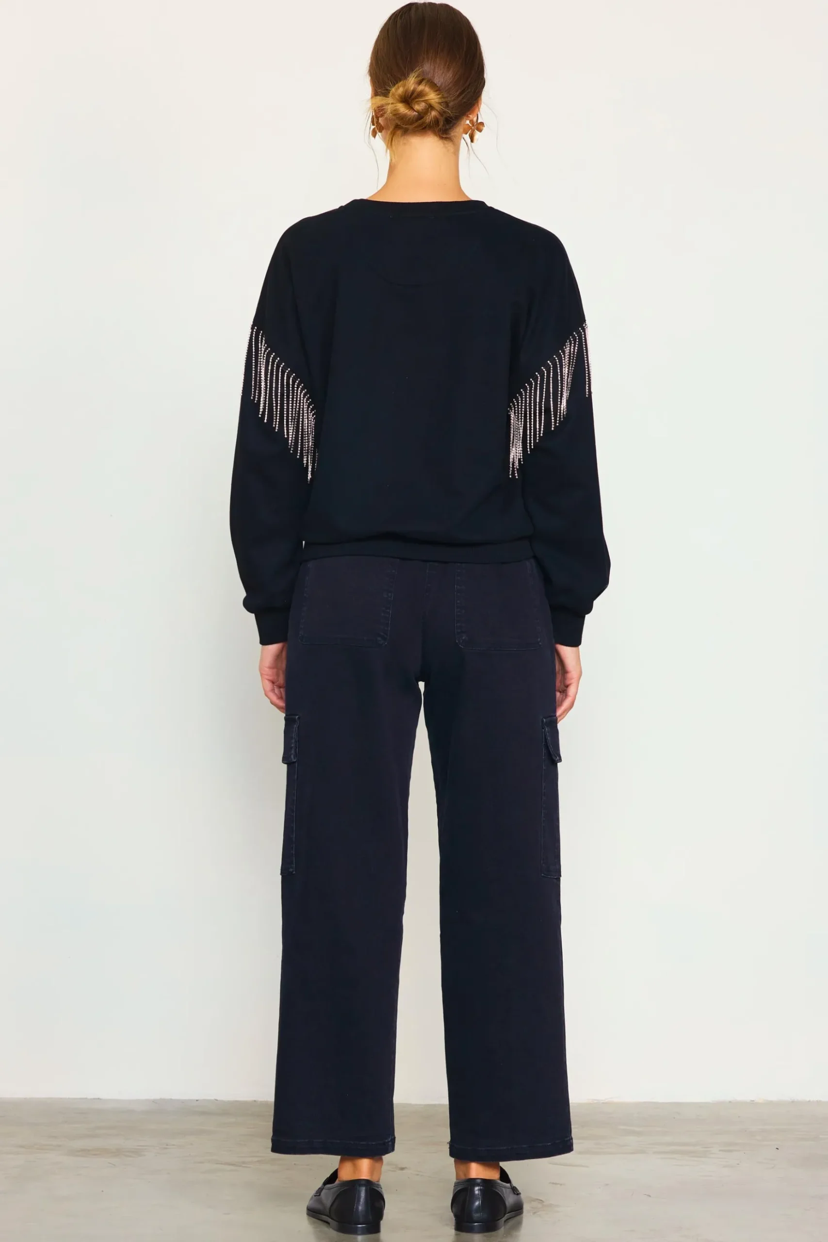 Rhinestone Sleeve Trim Sweatshirt*SKIES ARE BLUE Clearance