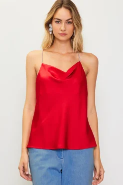 Rhinestone Straps Cowl Halter Cami*SKIES ARE BLUE Hot