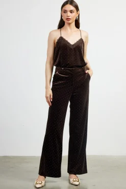 Rhinestone Velvet Flared Pants*SKIES ARE BLUE Hot
