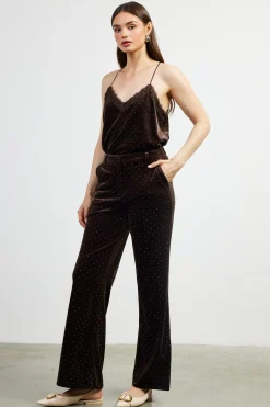 Rhinestone Velvet Flared Pants*SKIES ARE BLUE Hot