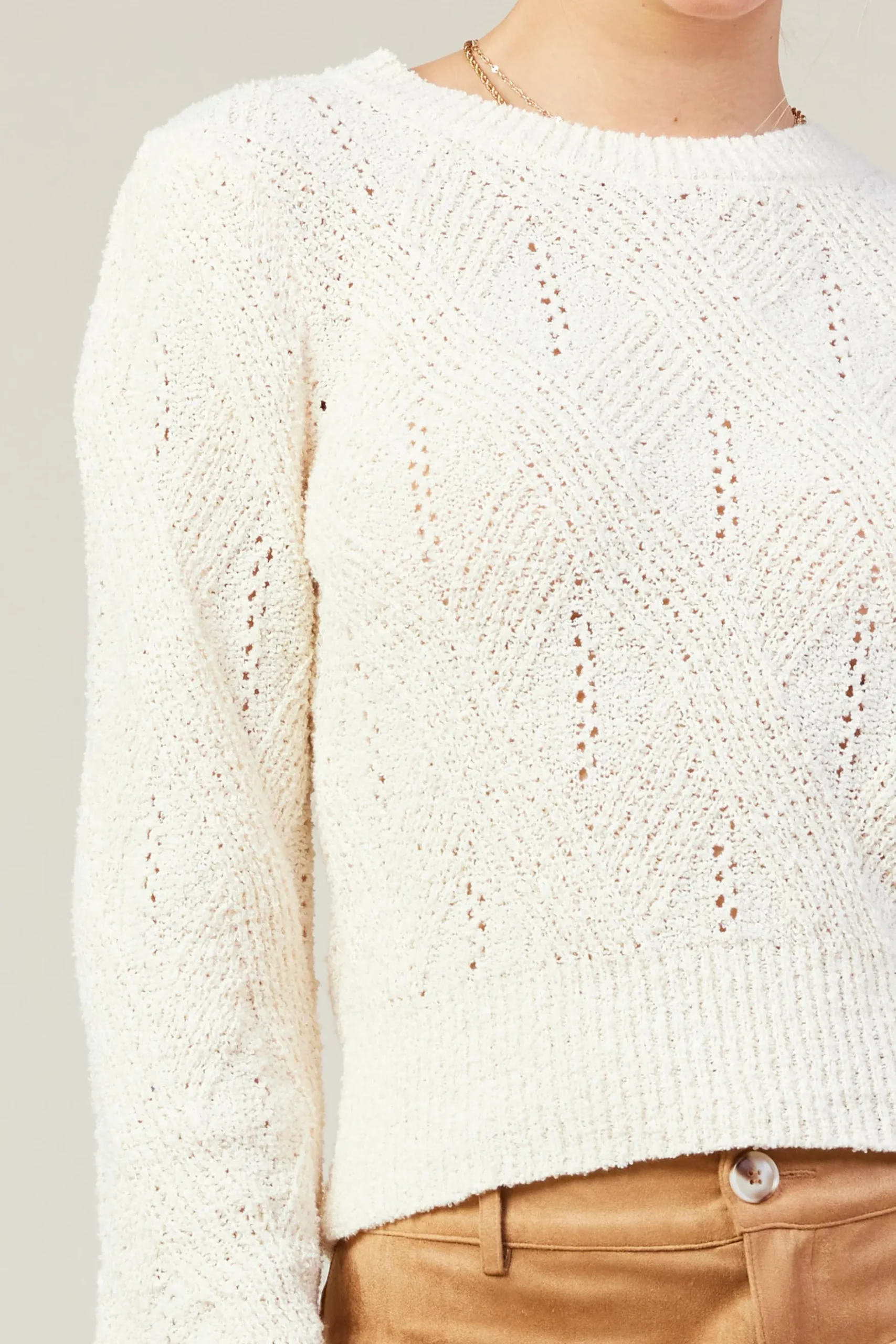 Rhomboid Pattern Crew Neck Sweater*SKIES ARE BLUE