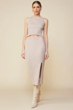 Ribbed Knit Side Slit Skirt*SKIES ARE BLUE Outlet