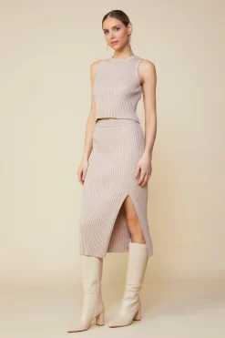 Ribbed Knit Side Slit Skirt*SKIES ARE BLUE Outlet