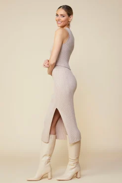 Ribbed Knit Side Slit Skirt*SKIES ARE BLUE Outlet