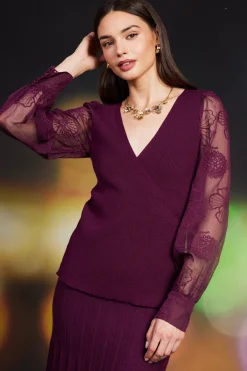 Rowan Sweater Floral Embroidery Sleeves*SKIES ARE BLUE
