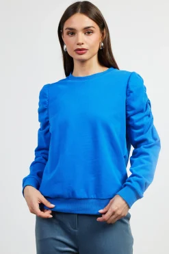 Ruched Sleeves Crewneck Sweatshirt*SKIES ARE BLUE Outlet