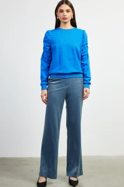 Ruched Sleeves Crewneck Sweatshirt*SKIES ARE BLUE Outlet