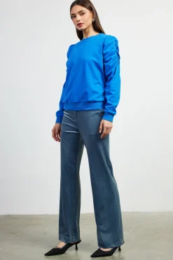 Ruched Sleeves Crewneck Sweatshirt*SKIES ARE BLUE Outlet