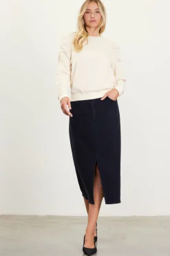 Ruched Sleeves Crewneck Sweatshirt*SKIES ARE BLUE Clearance
