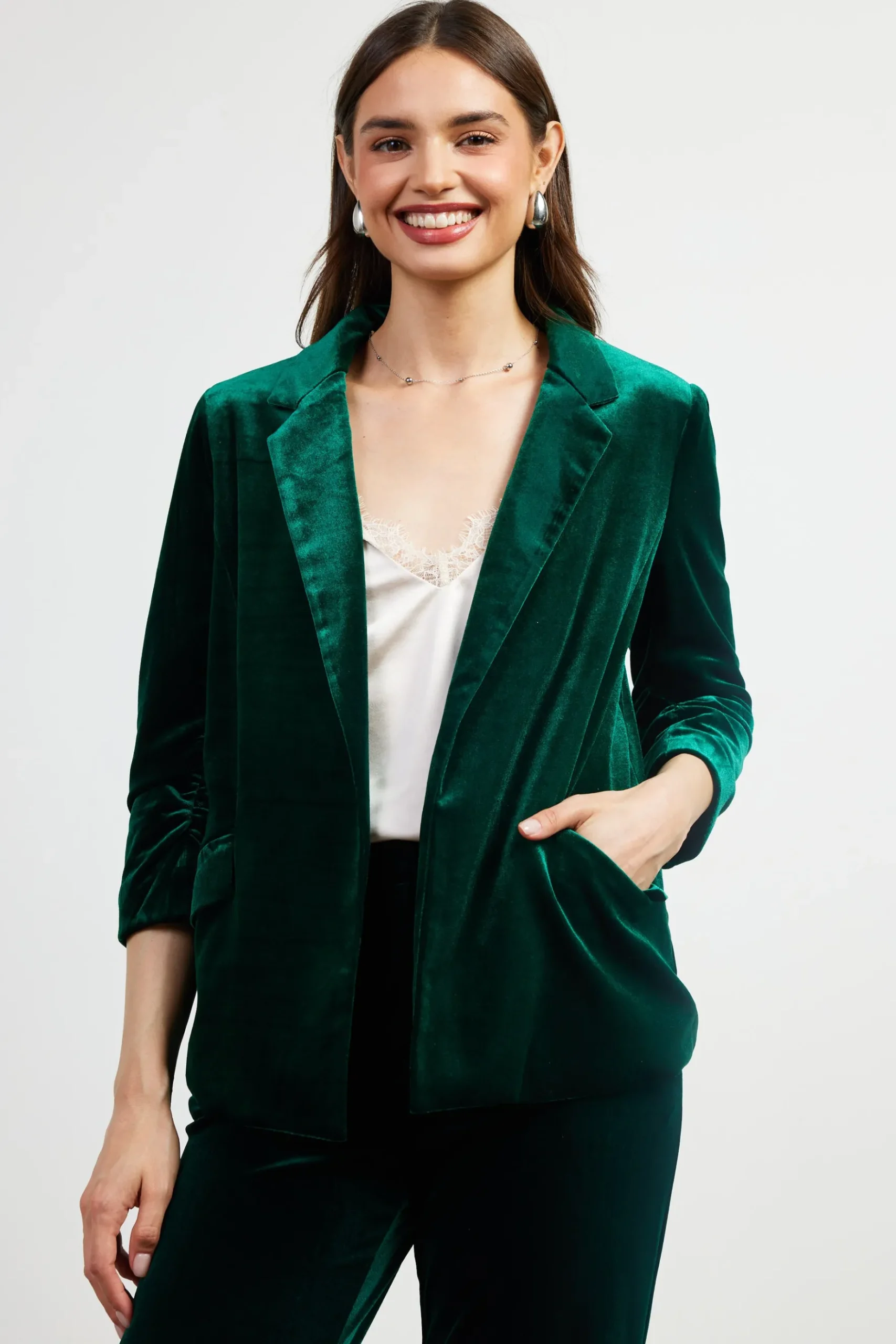 Ruched Velvet Blazer*SKIES ARE BLUE