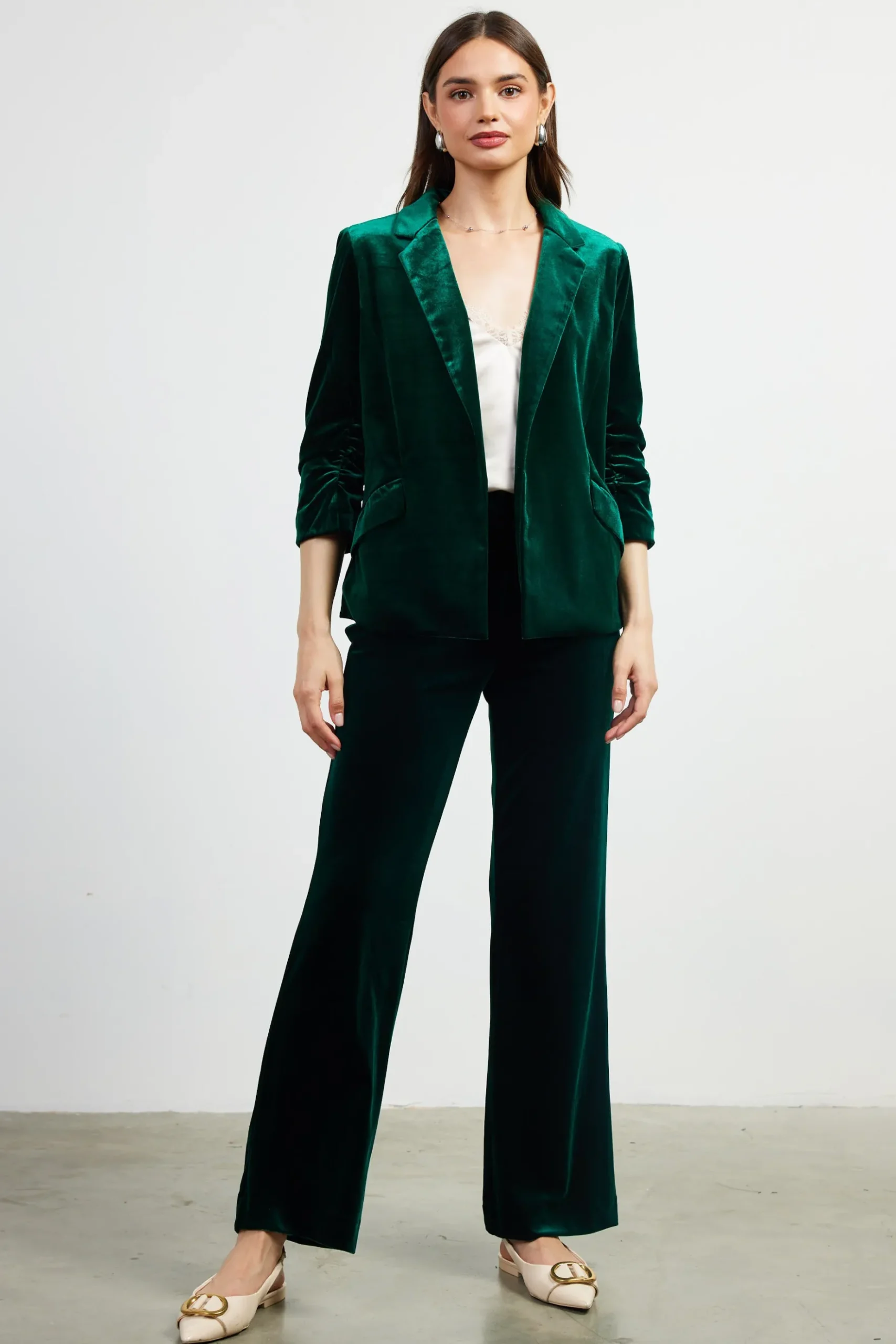 Ruched Velvet Blazer*SKIES ARE BLUE