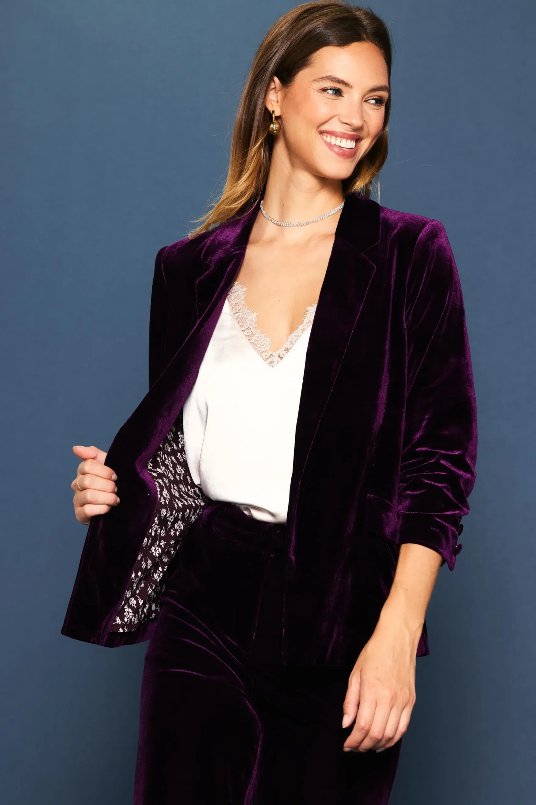 Ruched Velvet Blazer*SKIES ARE BLUE New