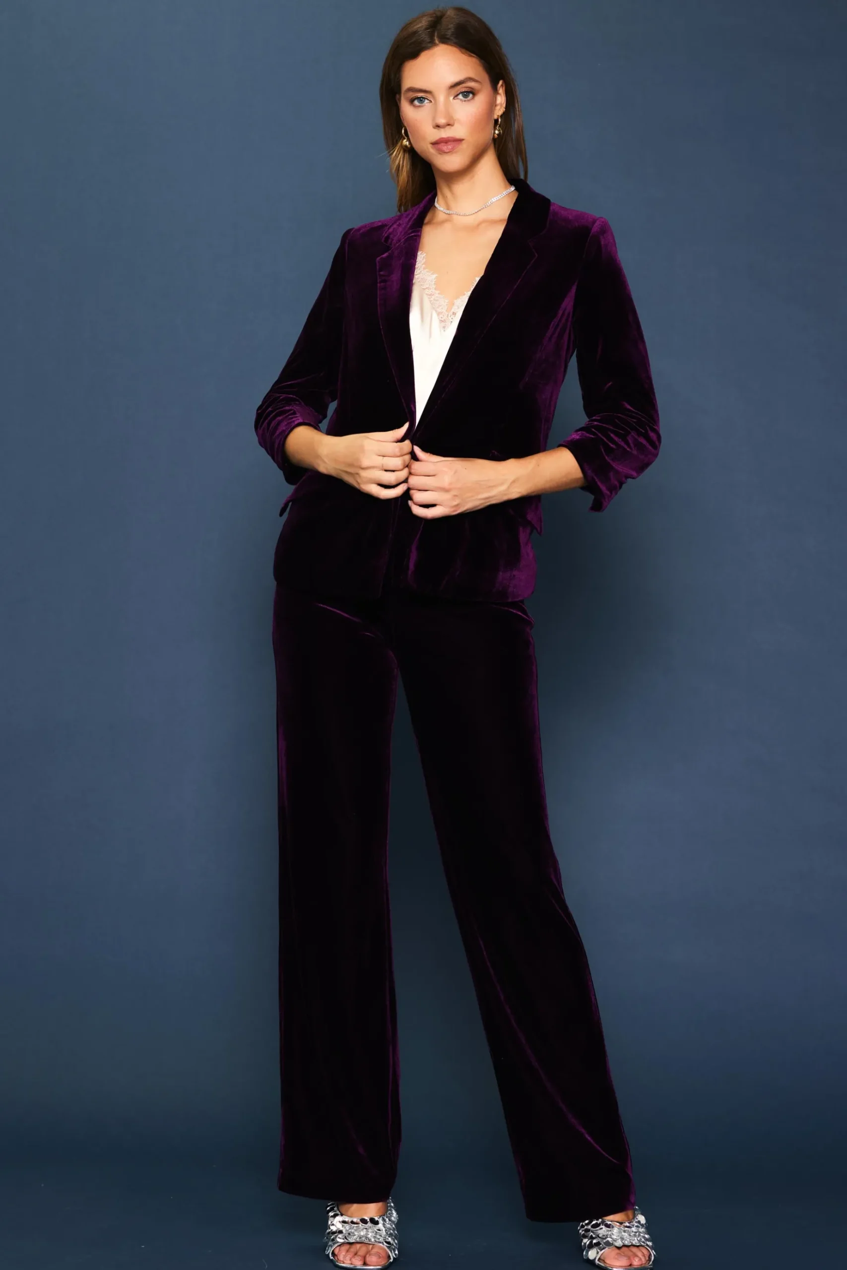 Ruched Velvet Blazer*SKIES ARE BLUE New