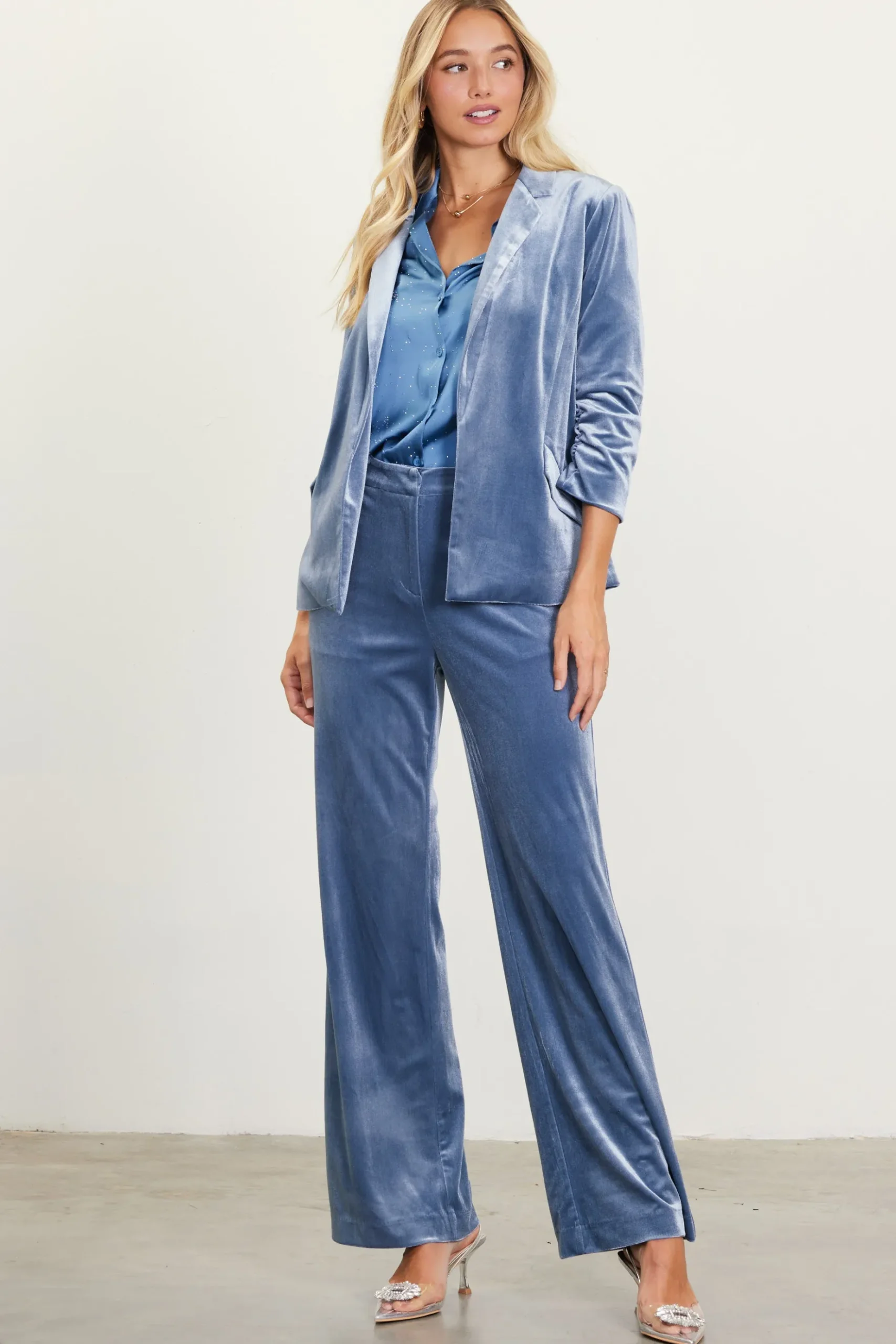 Ruched Velvet Blazer*SKIES ARE BLUE Best