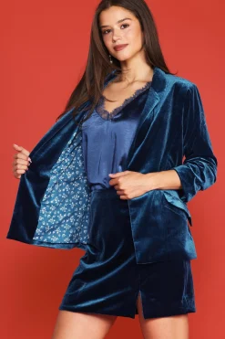 Ruched Velvet Blazer*SKIES ARE BLUE Hot