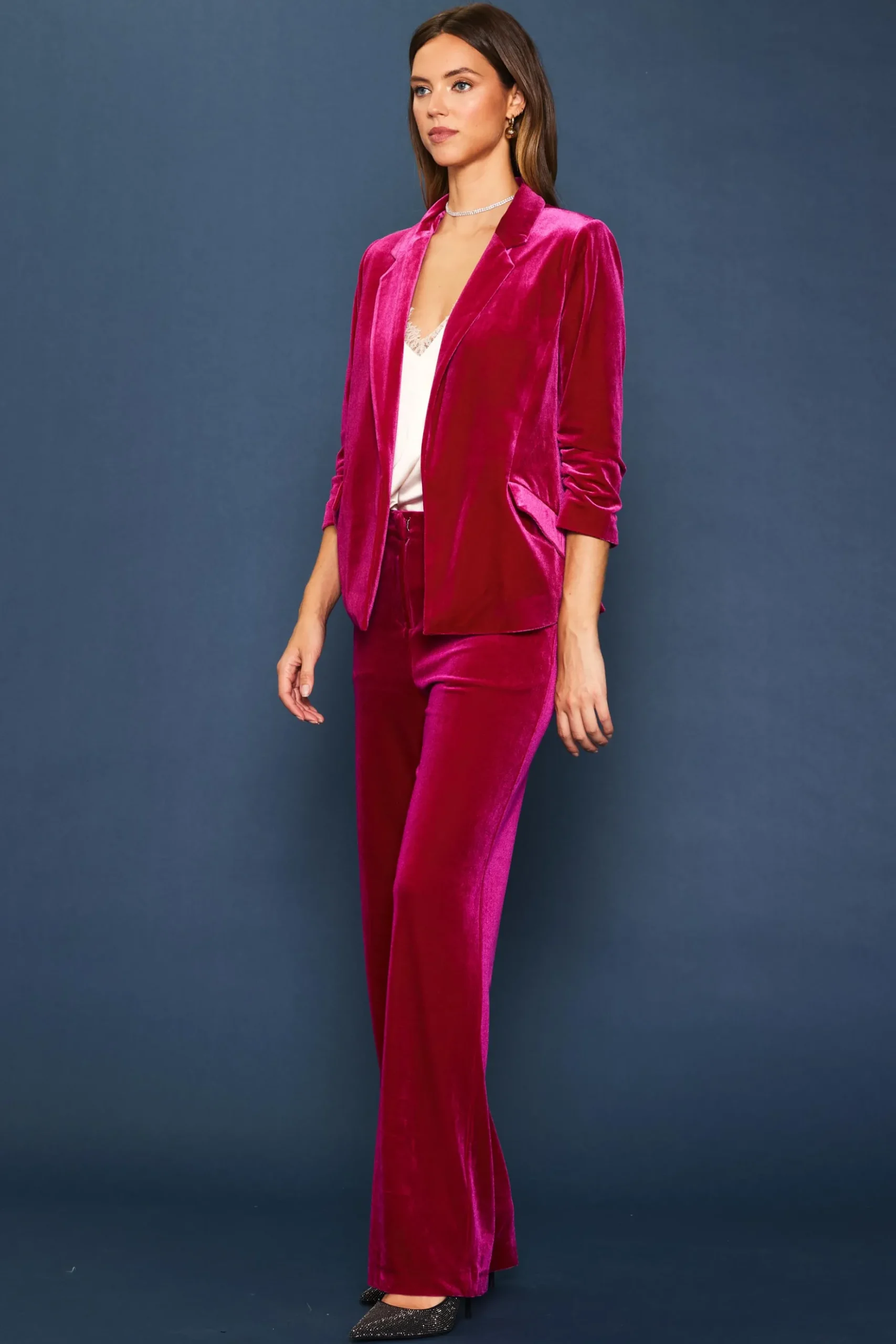 Ruched Velvet Blazer*SKIES ARE BLUE Outlet