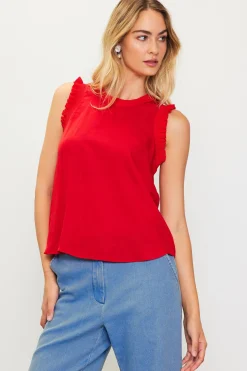 Ruffle Detail Woven Top*SKIES ARE BLUE Clearance