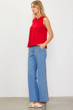 Ruffle Detail Woven Top*SKIES ARE BLUE Clearance