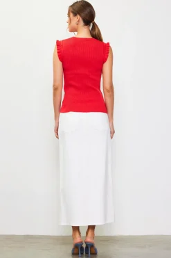 Ruffle Sleeve Knit Top*SKIES ARE BLUE Best