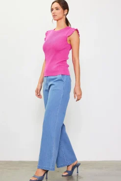 Ruffle Sleeve Knit Top*SKIES ARE BLUE Outlet