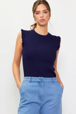 Ruffle Sleeve Knit Top*SKIES ARE BLUE Online