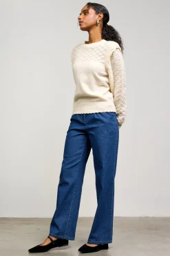 Ruffled Sleeve Pointelle Sweater*SKIES ARE BLUE Sale