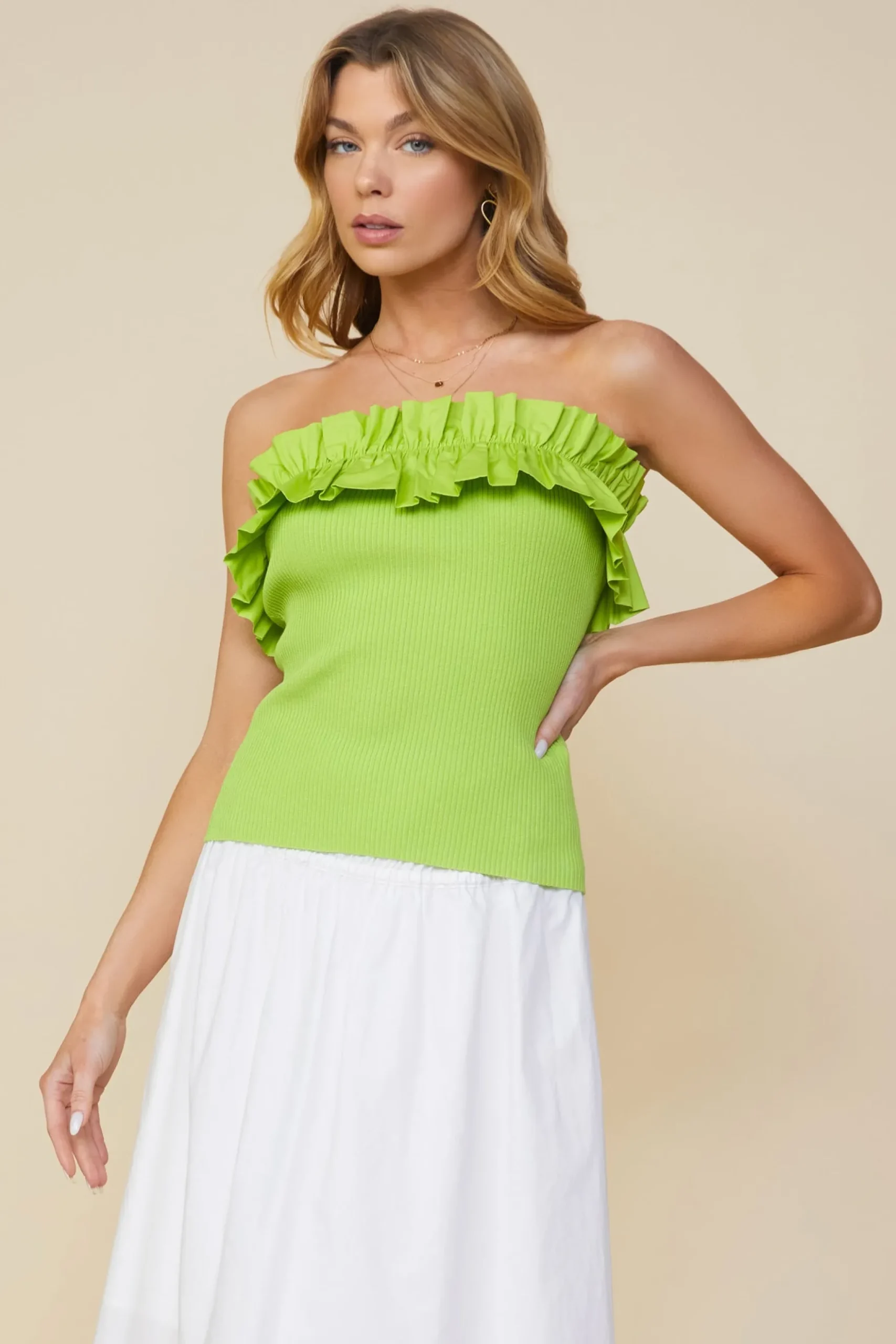 Ruffled Strapless Top*SKIES ARE BLUE Discount