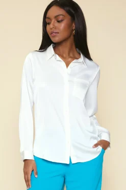 Satin Button Down Shirt*SKIES ARE BLUE Outlet