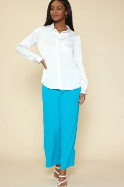 Satin Button Down Shirt*SKIES ARE BLUE Outlet