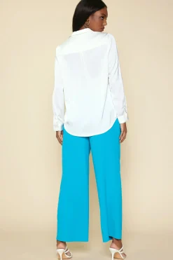 Satin Button Down Shirt*SKIES ARE BLUE Outlet