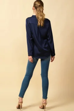 Satin Button Down Shirt*SKIES ARE BLUE Clearance