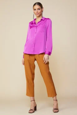 Satin Button Down Shirt*SKIES ARE BLUE New