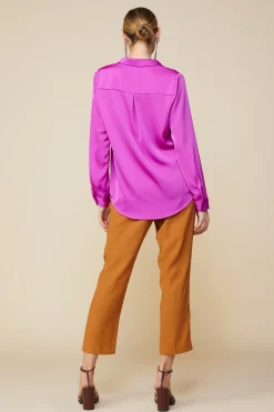 Satin Button Down Shirt*SKIES ARE BLUE New