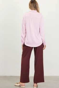 Satin Button Down Top*SKIES ARE BLUE Best