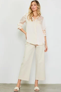 Satin Button Down Top*SKIES ARE BLUE Clearance
