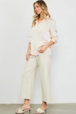 Satin Button Down Top*SKIES ARE BLUE Clearance