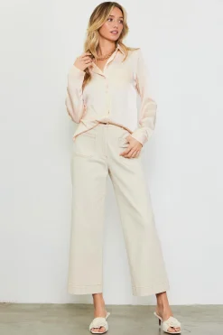 Satin Button Down Top*SKIES ARE BLUE Clearance