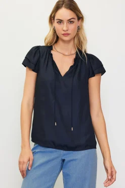 Satin Ruffled Detail Top*SKIES ARE BLUE Sale