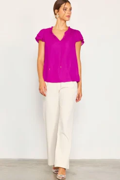 Satin Ruffled Detail Top*SKIES ARE BLUE New