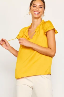 Satin Ruffled Detail Top*SKIES ARE BLUE Discount