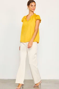 Satin Ruffled Detail Top*SKIES ARE BLUE Discount